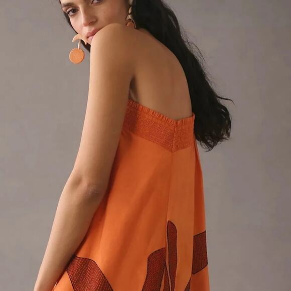 Anthropologie Maeve One-Shoulder Embroidered Maxi Dress Size M petite - Picture 3 of 8